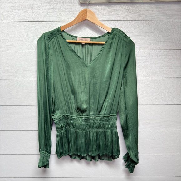 Philosophy Tops - Philosophy | Forest Green Pleated Blouse | Soft Dramatic | Medium
